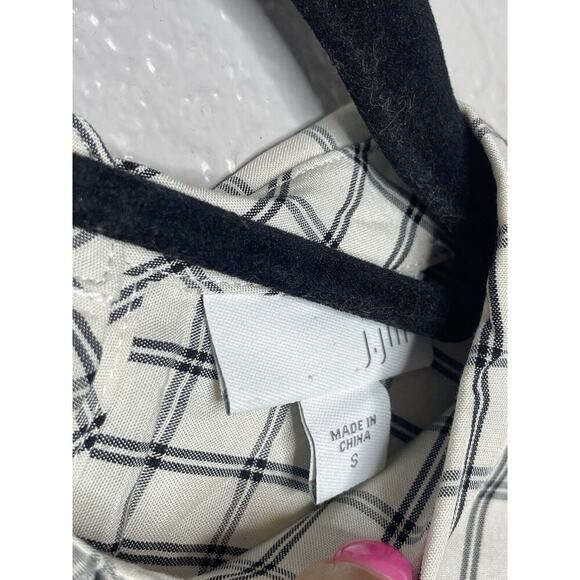 J.Jill Button Down Back Windowpane Shirt Size Small Collared Lagenlook Rayon - Picture 5 of 13
